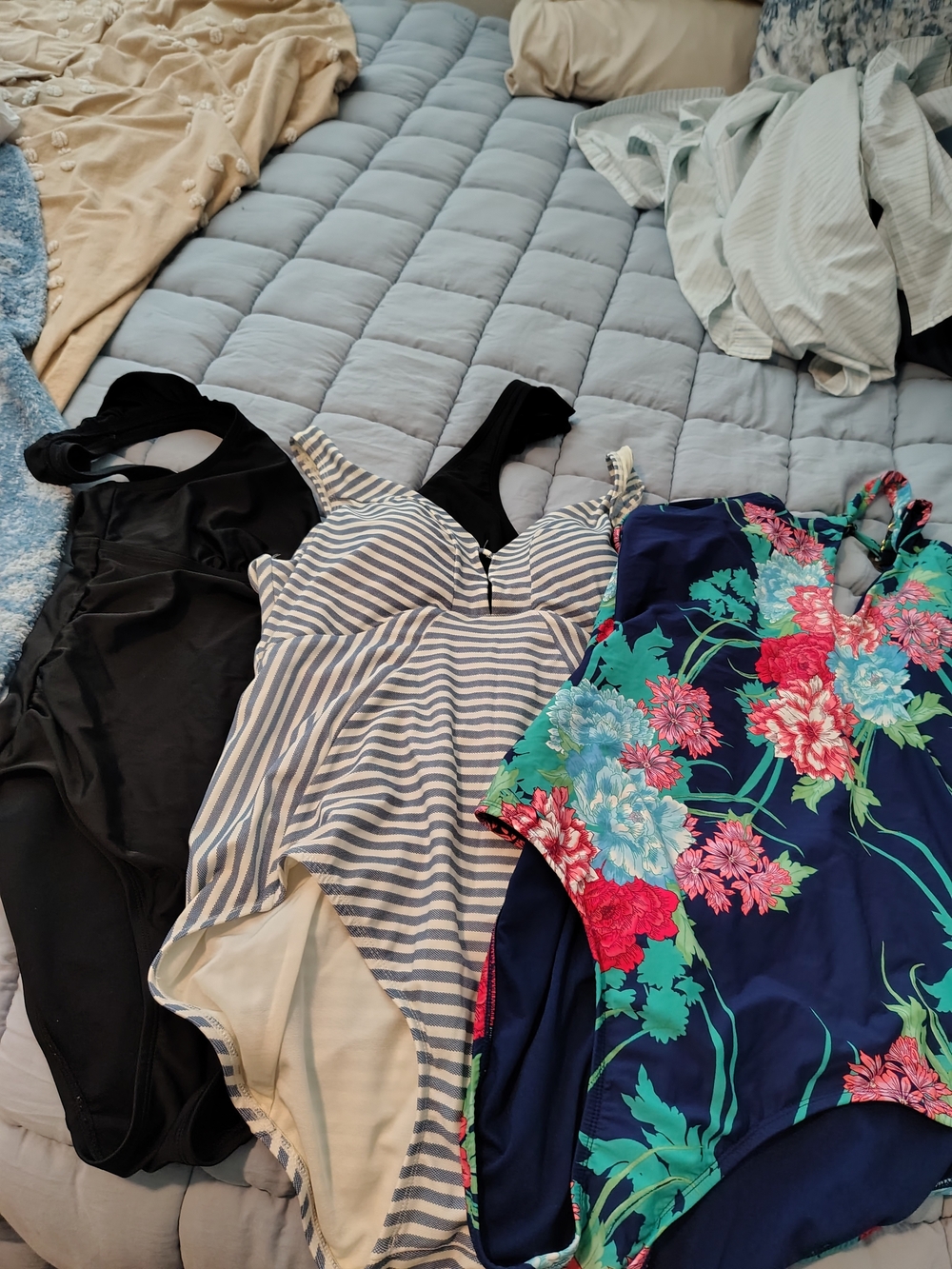 Plus Size One-Piece Swimsuit Lot - Black, Striped, Floral